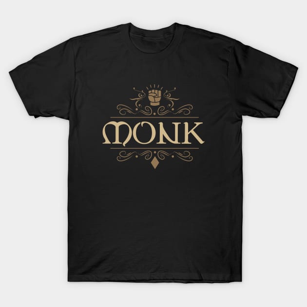 Monk Character Class Tabletop RPG T-Shirt by dungeonarsenal